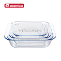 3pcs ensemble de conteneurs de plateaux de cuisson en verre rectangulaires ronds